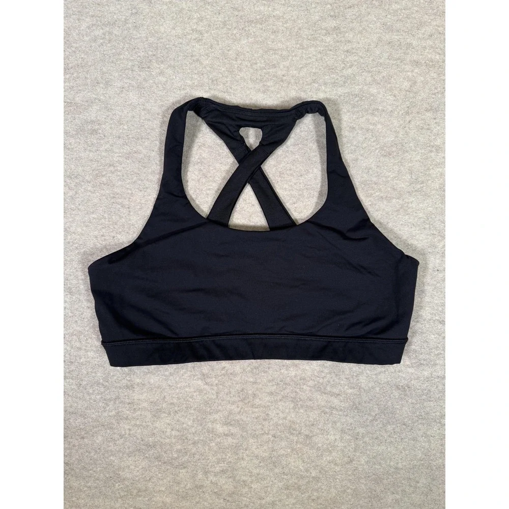 Lululemon Sports Bra Womens 12 Black Strappy Crossback Keyhole Yoga Gym Running